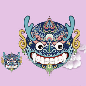 中国风卡通头像年兽热转印胶印柯式烫画定制童装衣服熨烫热烫贴