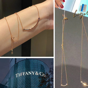 tiffany蒂芙尼微笑项链正品代购18k玫瑰金小号大号笑脸吊坠锁骨链
