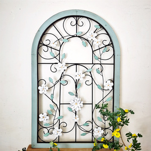 美式铁艺假窗户装饰挂件做旧客厅墙面复古木框拱形花园阳台墙壁