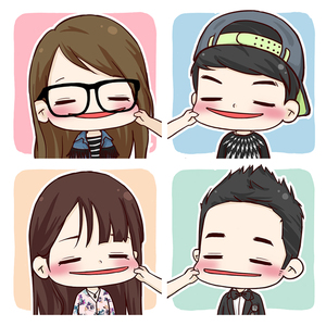 手绘捏脸情侣头像q版卡通漫画真人照片人物象肖像画定制logo设计