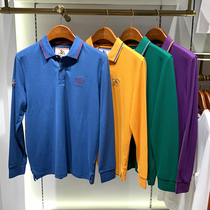 新款克劳拉尔kelaor正品男装长袖t恤 秋冬商务休闲纯棉翻领t恤男