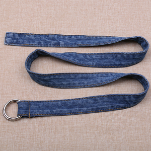 牛仔裤腰带女 装饰 牛仔布系带百搭通用4cm宽深蓝色牛仔布带环扣