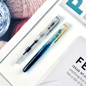 beacon勃肯金粉彩墨钢笔透明笔杆灌墨钢笔墨水学生用字帖练字钢笔