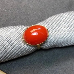 锦红戒指18k金镶色红艳无杂裂天然原矿保山南红玛瑙