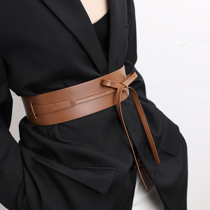 aika小众设计时尚装饰韩版腰封优雅束腰宽皮带女真皮软牛皮腰带女