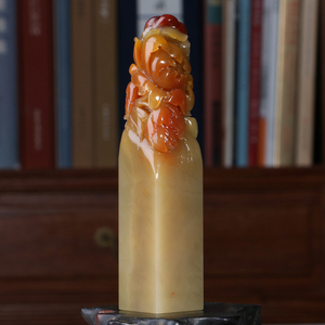 五彩老挝石牡丹花开富贵25mm纯手工篆刻书法f202211落款印章名章