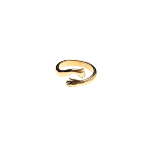 【SUMMERSHOP】温暖的抱抱拥抱戒指钛钢镀金保色高级饰品原创指环