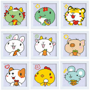 十二生肖十字绣小画鼠牛虎兔龙蛇马羊猴鸡狗猪卡通动物手工自己绣