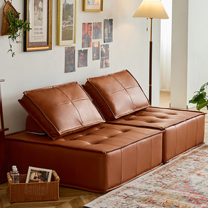 皮埃蒙特沙发高靠背客厅双人沙发意式极简懒人沙发单人豆腐块沙发