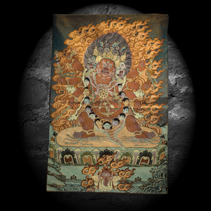 藏传密宗老唐卡 手工金丝织国唐卡六臂马头明王老壁画唐卡画镇宅
