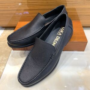 路卡迪龙男鞋 夏装新品套脚低跟款鹿皮打孔商务休闲皮鞋371212009