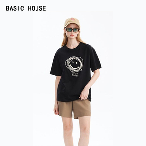 Basic House/百家好夏款女纯棉短袖个性别致T恤B0013B5B812
