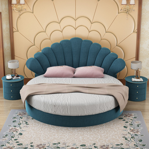 公主床布艺床大圆床主卧双人床简约婚床现代公主双人床圆形网红床