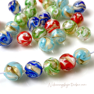 10mm手工流沙琉璃艺术油画风散珠隔珠diy发簪耳环手链项链材料