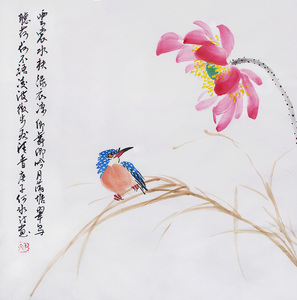 原创诗词手绘国画荷花写意花鸟画三尺斗方装饰画水墨挂画书画真迹