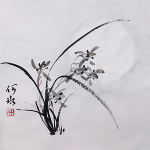 纯手绘水墨画兰花国画小品原创书画原稿无框装饰画花好月圆挂画芯