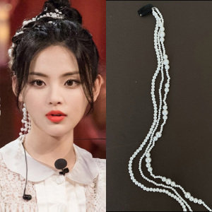 杨超越同款发饰3条珍珠编发链扎马尾链子发夹脏绑链条辫发带头饰
