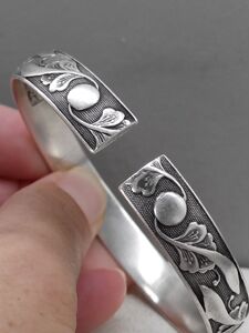 "西安"永利"足纹"黑白分明民国老银手镯子美不胜