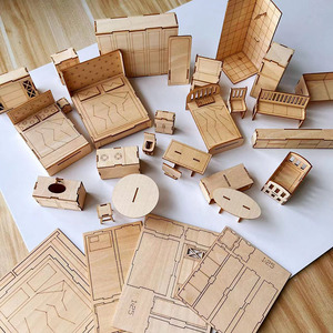 木制拼装等比例微缩家具模型建筑沙盘室内环艺设计DIY切割材料
