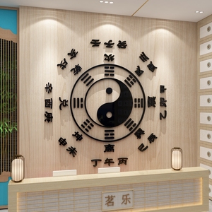 中医院馆墙壁面装饰形象太极八卦图贴纸画药房店诊务室所文化背景