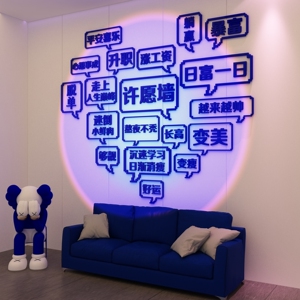 克莱因蓝贴纸网红打卡拍照区布置酒吧墙面装饰布置留言板心许愿墙