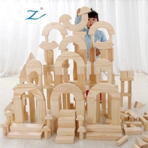 398粒大块木制实木原色幼儿园大型建构拼装积木益智儿童早教玩具