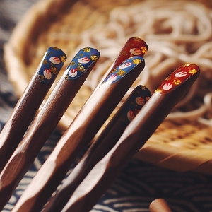兔柄箸。一宅手作日式餐具套装铁木质防霉防滑木头筷子家用情侣筷