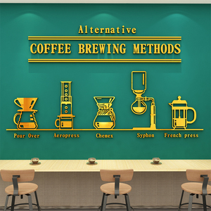 网红打卡甜品咖啡馆墙面装饰墙贴创意奶茶店背景墙壁贴画收银吧台