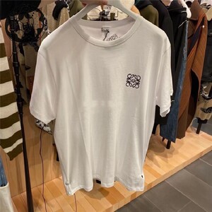 现货loewe/罗意威 新款胸口经典刺绣小logo图案短袖男 t恤女半袖