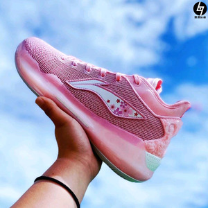 lining李宁 驭帅13 粉色樱花香草减震防滑 低帮篮球鞋 abaq013