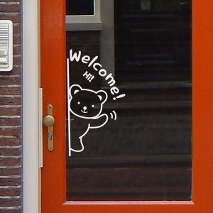 童装母婴店门市装饰橱窗玻璃门贴纸可爱卡通欢迎光临welcome自粘