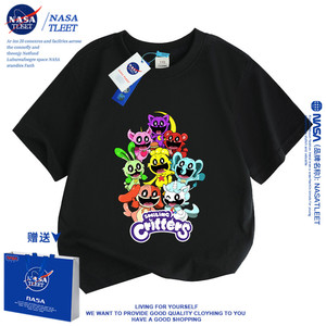 NASA联名波比游戏时间恐怖微笑动物儿童短袖T恤半袖t桖男童女童装