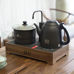 禅意新中式实木烧水壶茶台北美黑胡桃木茶案日式简约实用茶室家具