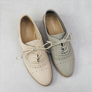 柔软舒适百搭系带英伦风低跟休闲深口单鞋布洛克女鞋复古牛津鞋女