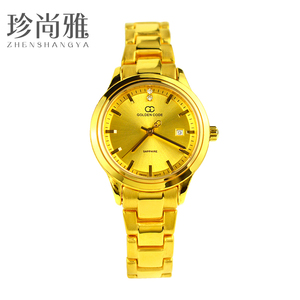 golden code/古昆金表女足金999手表纯金表链进口机芯24k黄金手表