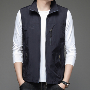 春夏马甲男立领休闲防风马夹户外运动宽松背心中年男士坎肩外套潮