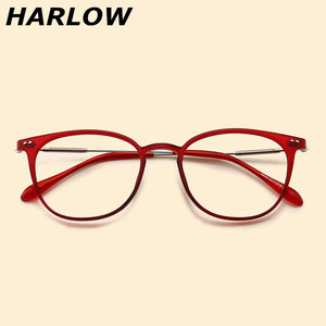 红色眼镜框男女圆脸复古轻款近视眼镜女韩版潮个性tr90眼镜架超轻