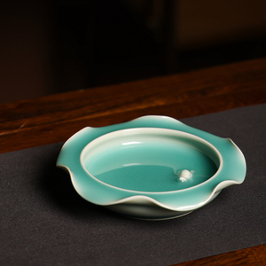 龙泉青瓷名家李震《寿洗》笔洗水洗 中式陶瓷茶盘茶洗摆件 收藏