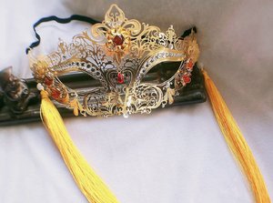 天官赐福花城太子悦神面具谢怜cos道具黄金面具饰品