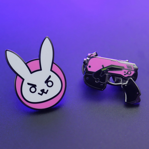 幽游社ow守望先锋游戏周边 dva粉萌兔子光枪金属珐琅胸针徽章pin