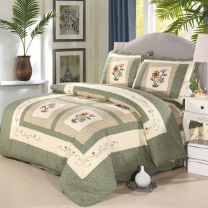 外贸双面纯棉美式高档床盖韩国绗缝被四件套欧式被套床单床罩
