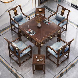 新中式实木麻将桌餐桌两用麻将机全自动家用电动饭桌机麻一体茶台