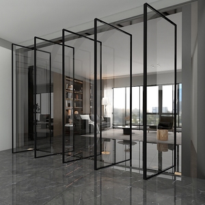 网红旋转门极窄边框办公室家用玻璃隔断移门推拉门店铺商铺家用门