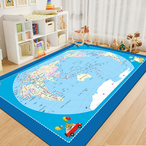 儿童房阅读区中国世界地图地毯幼儿园客厅玩耍游戏毯看书卧室地垫