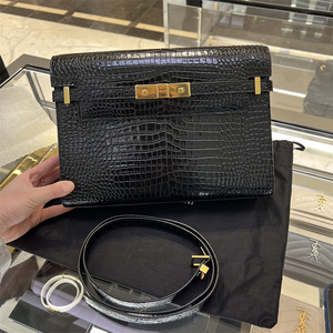 小明逛巴黎|法国专柜代购ysl/圣罗兰曼哈顿 鳄鱼皮压纹单肩斜跨包