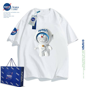 NASA联名太空叮当猫儿童小孩短袖t恤男女童中大童高端亲子装体恤