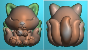 21玉雕图九尾狐立体深雕动物随形卡通铃铛