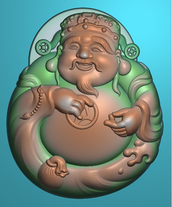 财神爷精雕图jdp5.21版本浮雕图玉雕立体财神招财进宝