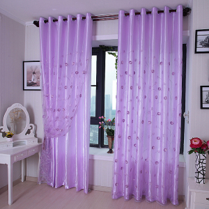 紫色雪纱飘窗窗帘/窗纱 毛巾绣精品绣花纱客厅卧室阳台纱帘热卖