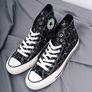 匡威/converse addict undercover 高桥盾联名黑色小熊高帮帆布鞋